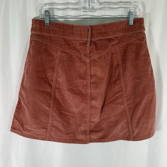 Aerie Corduroy Skirt Women's Large Brown Button Front Pockets Cotton Blend - Picture 8 of 8